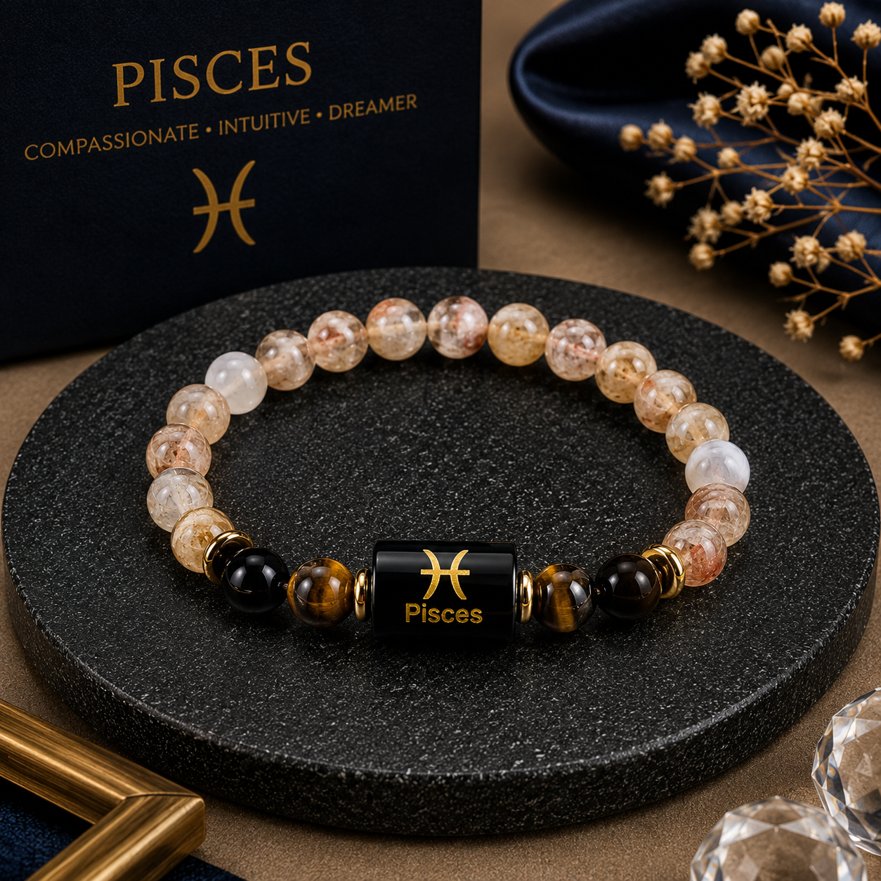 Pisces (मीन) Zodiac Bracelet – Intuition, Peace & Spiritual Growth