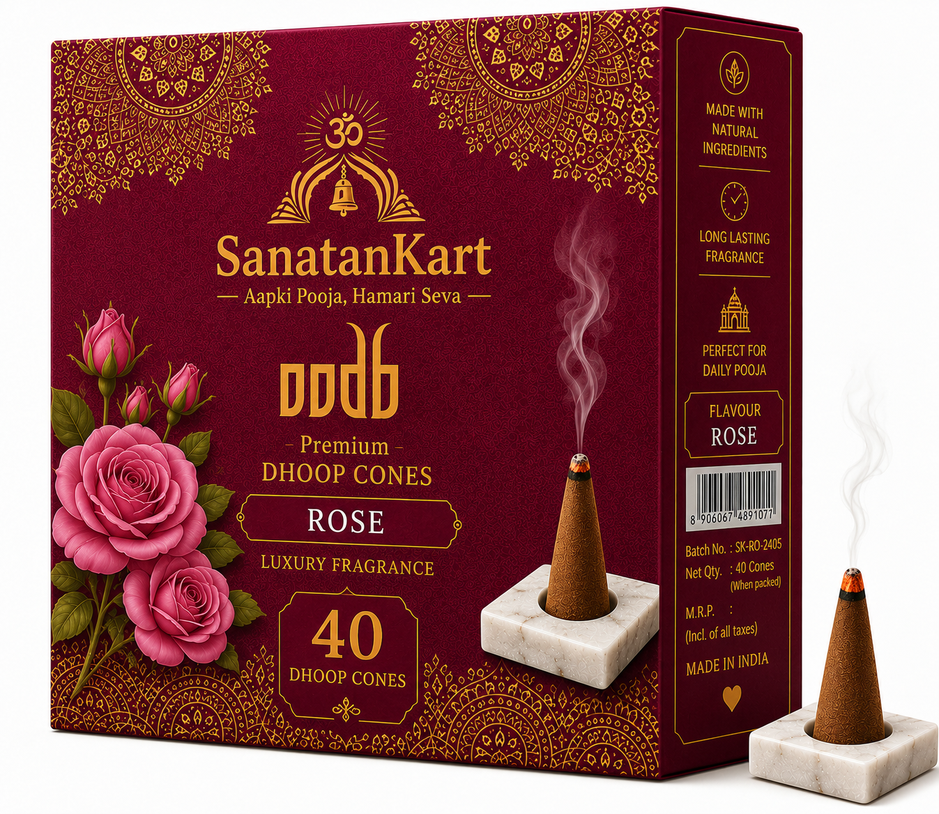 Premium Rose Fragrance Dhoop Cones