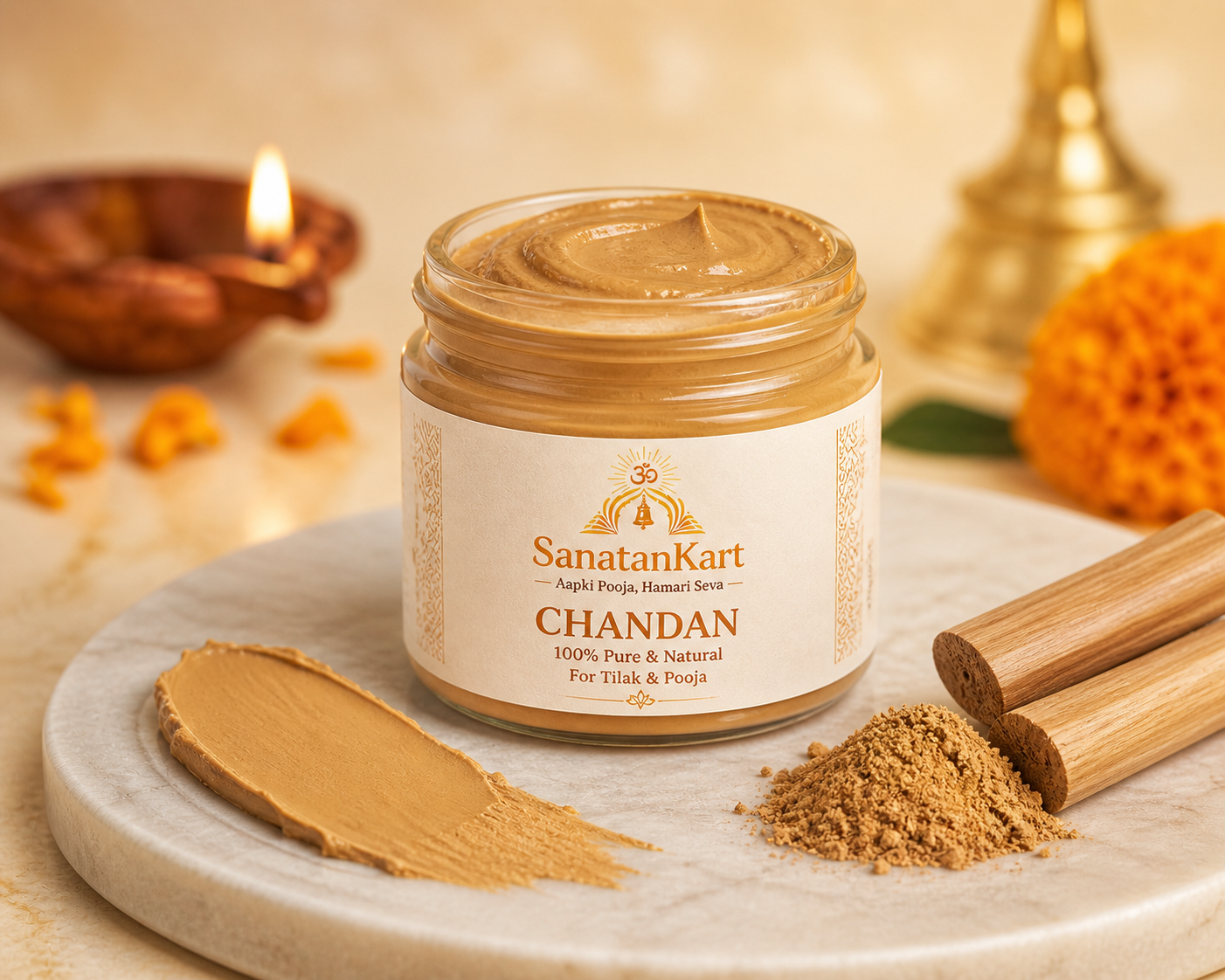 Pure Chandan Tilak Paste | Ready-to-Use Sandalwood Tilak for Puja & Daily Worship