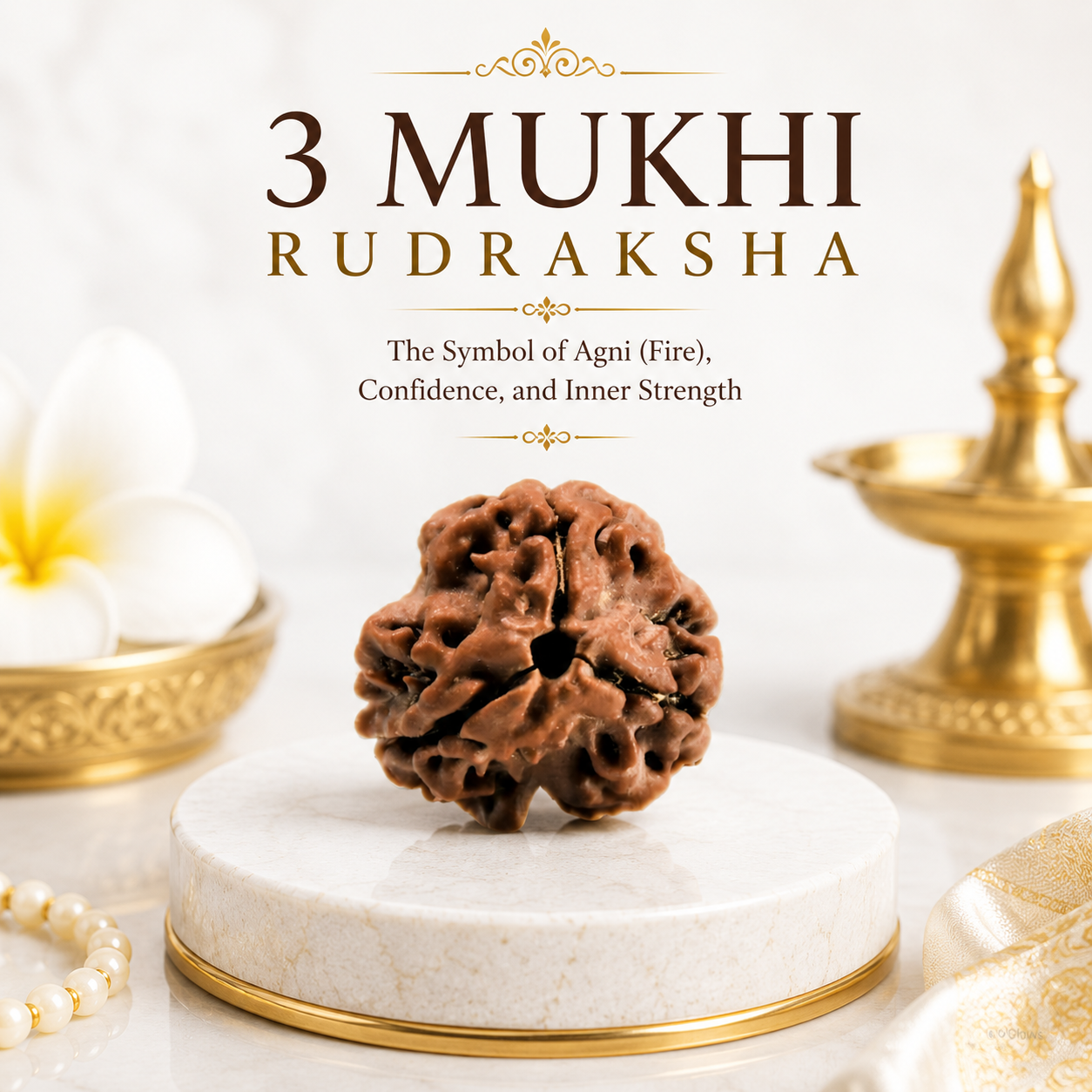 3 Mukhi Rudraksha | Natural Divine Rudraksha Bead for Confidence & Transformation