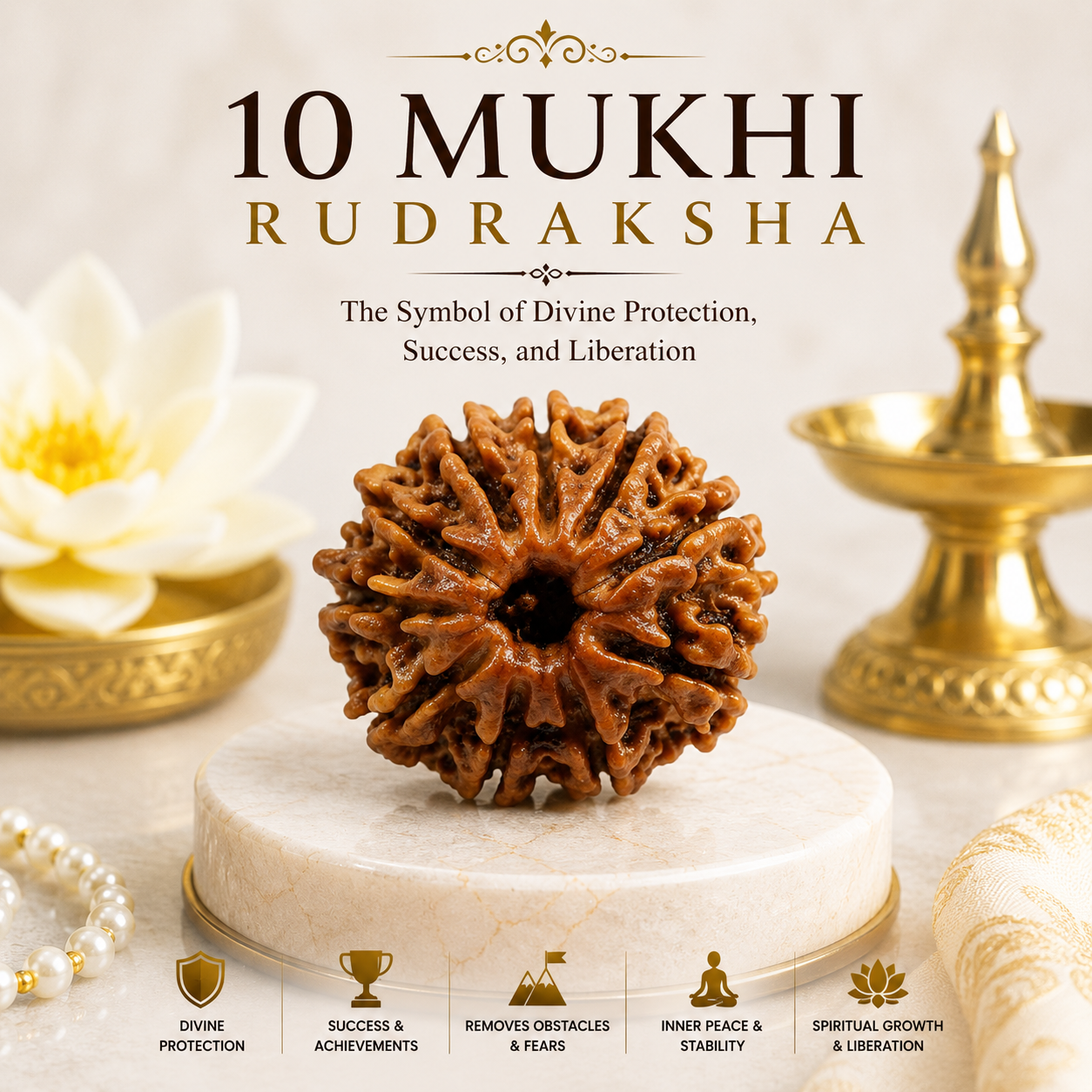 10 Mukhi Rudraksha | Natural Divine Rudraksha Bead for Protection & Positive Energy