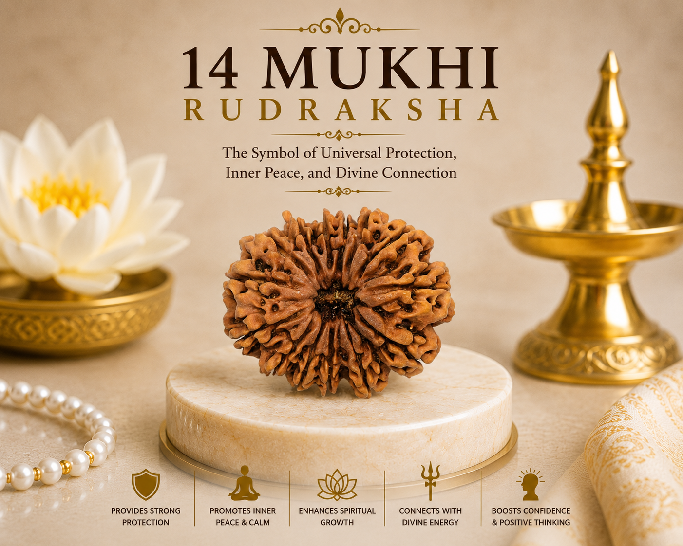 14 Mukhi Rudraksha | Natural Divine Rudraksha Bead for Intuition & Spiritual Wisdom
