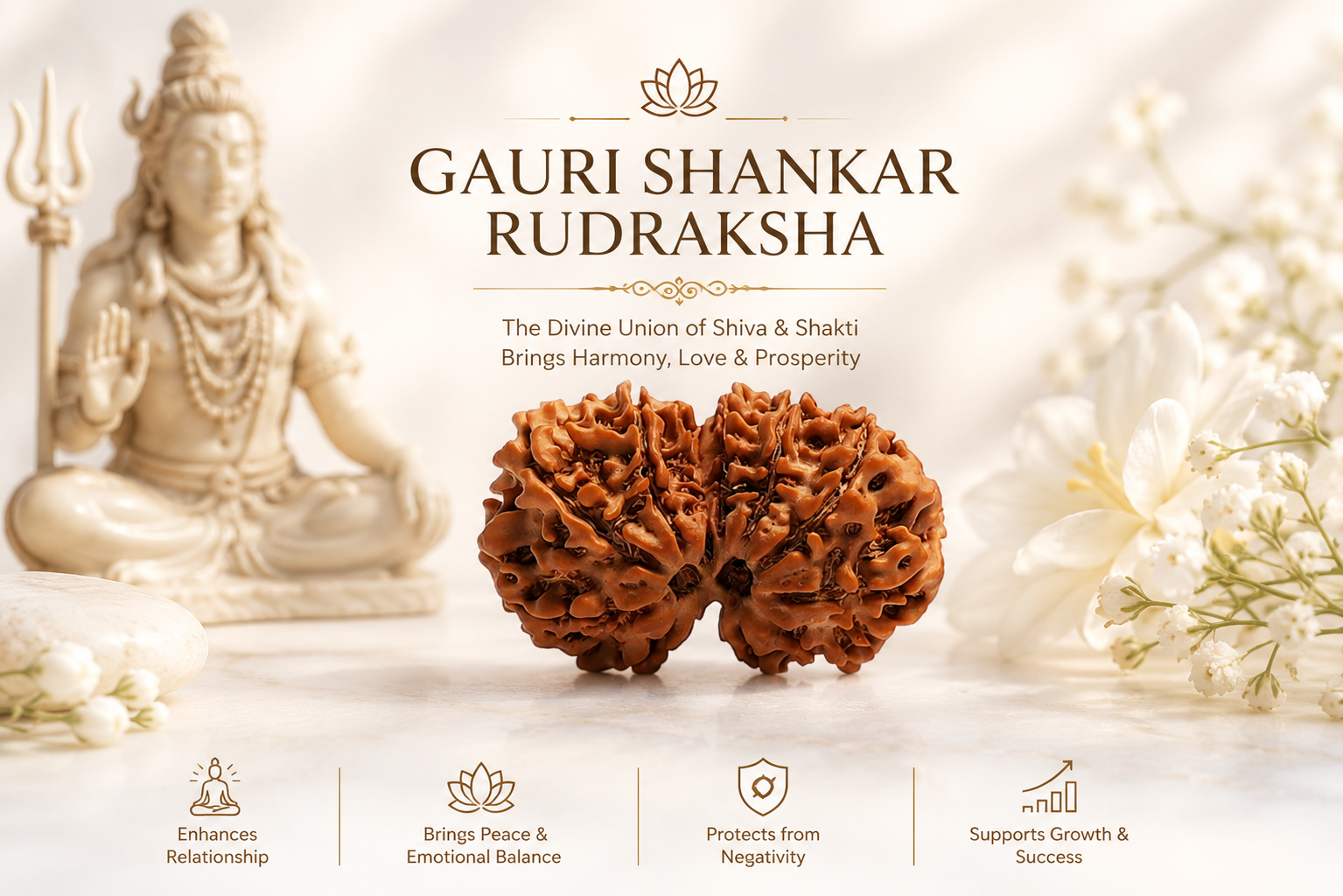 Gauri Shankar Rudraksha | Natural Divine Rudraksha Bead for Love, Harmony & Unity