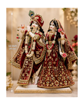 Divine Handcrafted White Marble Dust Radha Krishna Statue Set 12 Inch