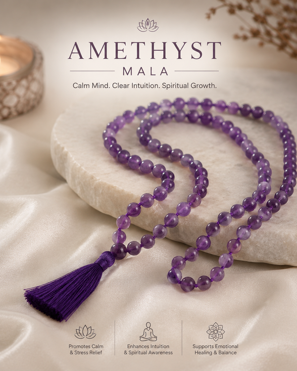 Amethyst Mala Stone of Purification certified