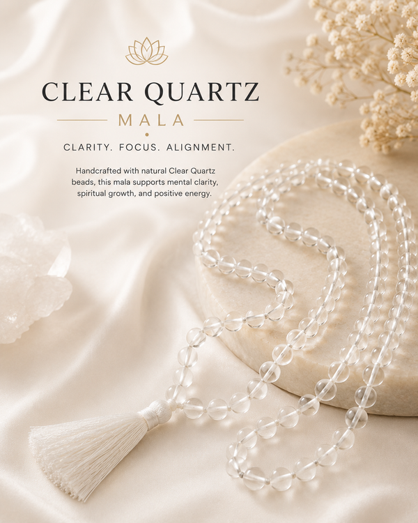 Clear Quartz Mala with Certificate