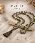 100% Natural Pyrite Crystal Mala (108 Beads) | Certified Gemstone Japa Mala for Meditation, Reiki & Spiritual Practice