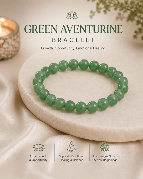 100% Natural Green Aventurine Crystal Bracelet | Premium Gemstone Bracelet for Growth, Opportunity & Everyday Wear