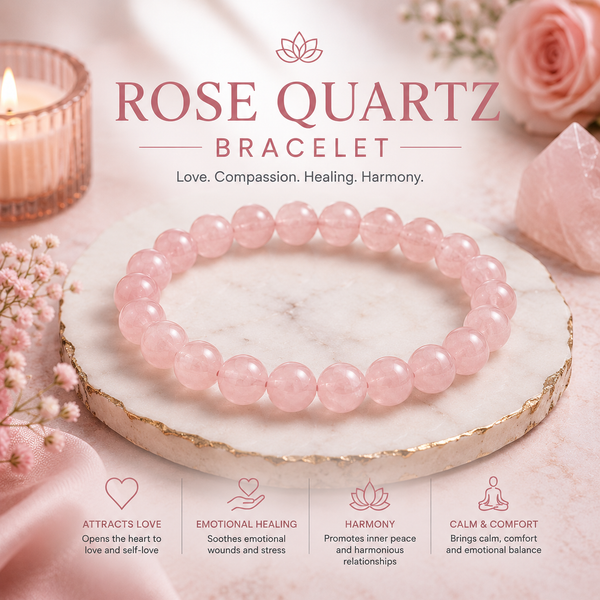 Natural Rose Quartz Crystal Bracelet