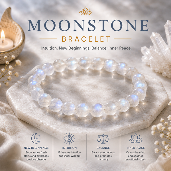 Elegant Natural Crystal 8mm Moonstone Bracelet