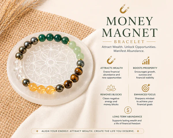 100% Natural Money Magnet Bracelet | Premium Unpolished Crystal Bracelet for Wealth, Abundance & Positive Energy