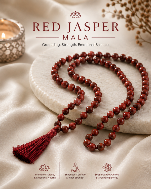 Red Jasper Crystal Mala Natural Healing Gemstone certified