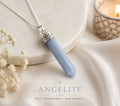 Certified Natural Angelite Pencil Pendant Necklace