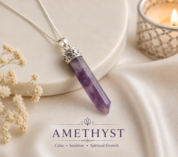 Certified Natural Amethyst Crystal Pendant Necklace