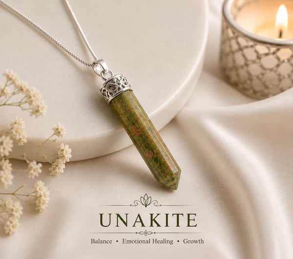 Certified Natural Unakite Crystal Pendant Necklace