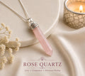 Certified Natural Love Attraction Rose Quartz Pencil Pendant Necklace