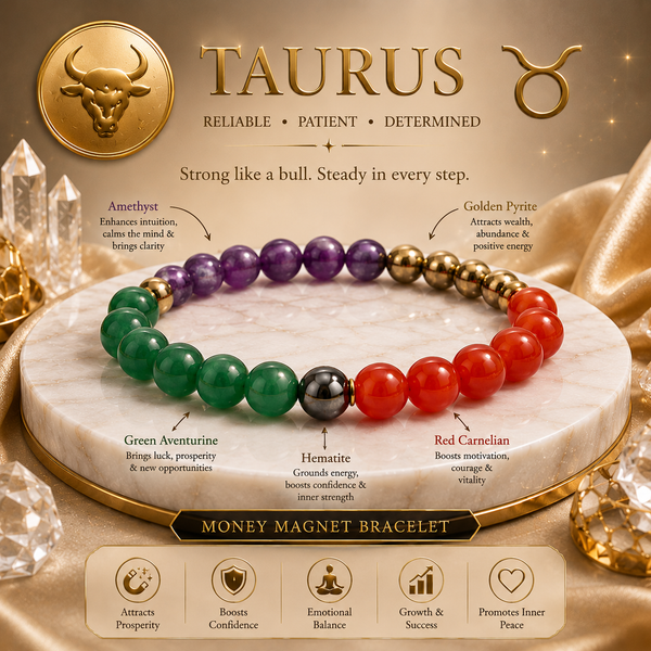 Taurus (वृषभ) Zodiac Bracelet – Stability, Wealth & Prosperity