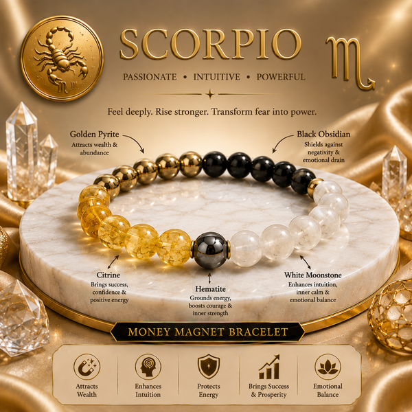 Scorpio (वृश्चिक) Zodiac Bracelet – Strength, Protection & Transformation