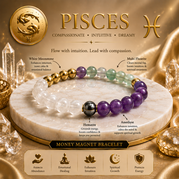 Pisces (मीन) Zodiac Bracelet – Intuition, Peace & Spiritual Growth