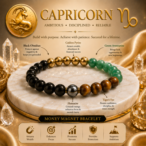 Capricorn (मकर) Zodiac Bracelet – Discipline, Wealth & Achievement