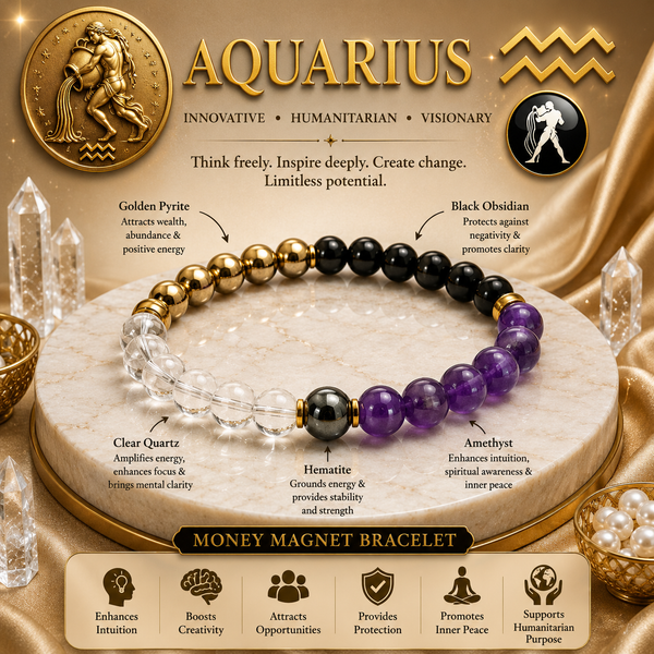Aquarius (कुंभ) Zodiac Bracelet – Creativity, Vision & Progress