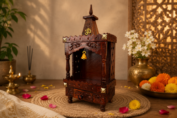 Wooden Wall-Mounted Puja Temple pure sessame