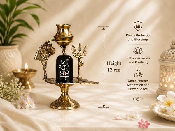 Shivling & Naag Devta Metal Religious Showpiece