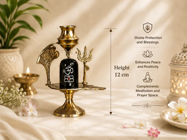 Shivling & Naag Devta Metal Religious Showpiece
