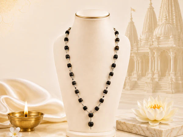 Anciently Karungali Malai Silver Plated Original 10mm | Karungali Malai Silver Plated 10mm 54 Beads, Ebony Wood