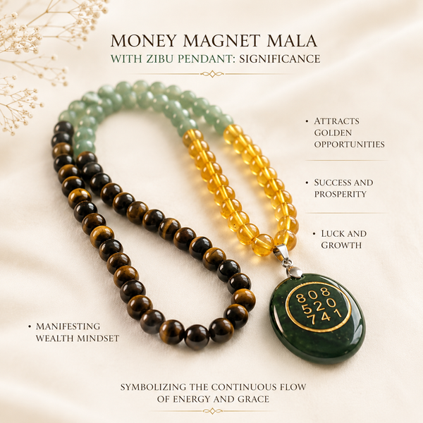 Money Magnet Mala with Zibu Pendant