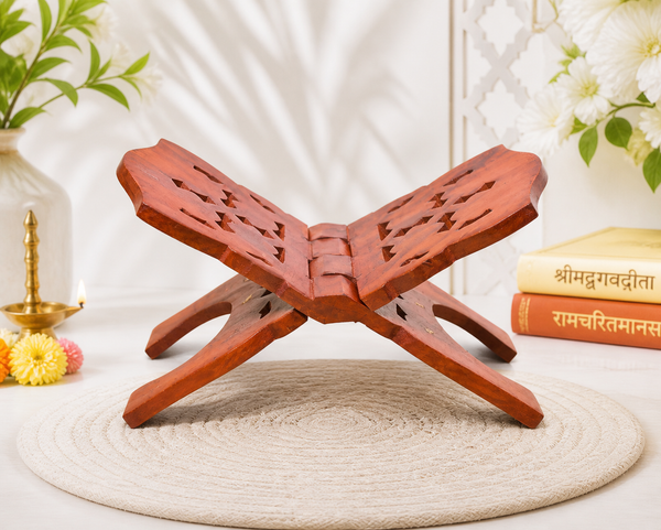 Wooden Foldable Rehal Book Stand for Pooja and Holy Books