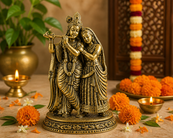 Radha Krishna Brass Idol Statue