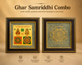 Ghar Samriddhi Raw Pyrite Frame Combo | Premium Wooden Yantra Frames for Home, Office & Spiritual Décor (Set of 2)