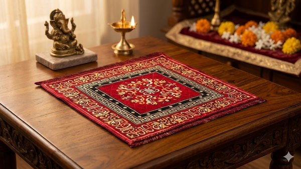 Red velvet pooja aasan